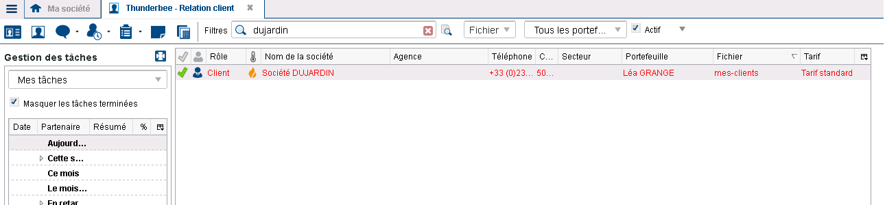 Interface CRM Thunderbee