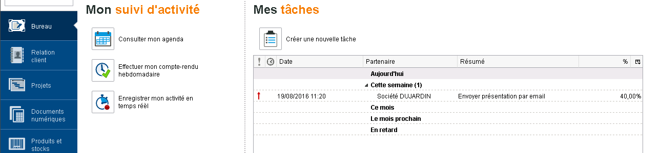 Interface CRM Thunderbee