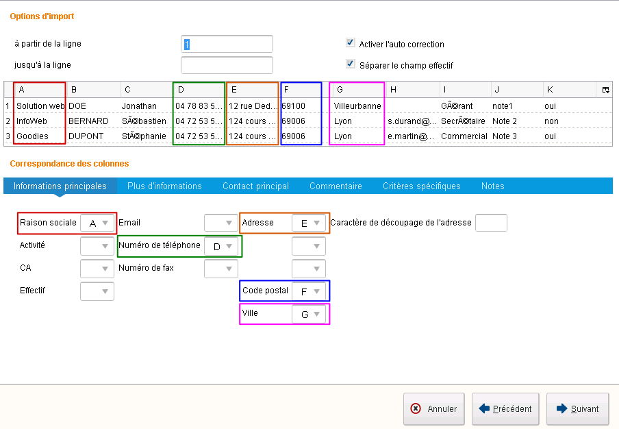 CRM import partenaires